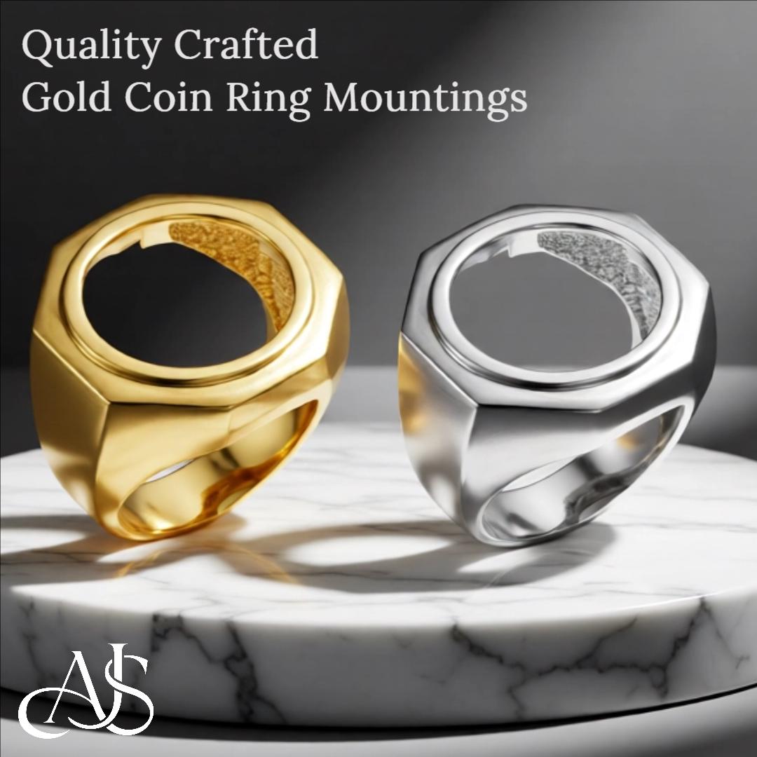 Coin Frame Bezel 17.9 Mm Coin Size Ring Mounting in 10K/14K/18K