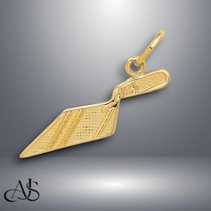 14K Yellow Gold Brick Trowel Pendant Charm with Necklace Chain Options