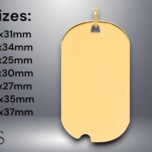 14K Solid Gold Notched Dog Tags Pendants - Custom Engravable on Both Sides