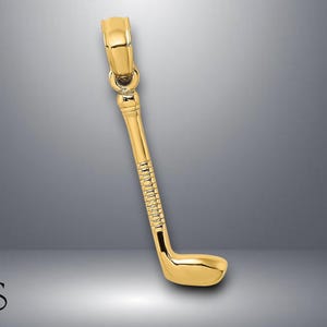 14K Yellow Gold Golf Club Pendant Charm with Necklace Chain Options