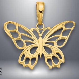 14K Yellow Gold Butterfly Cut-out Pendant with Necklace Chain Options