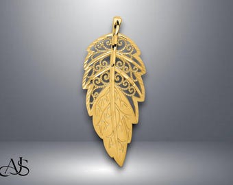 14K Yellow Gold Diamond Cut Leaf Chain Slide with Necklace Chain Options