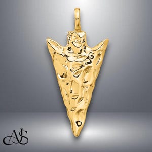 14K Yellow Gold 3D Arrow Head Pendant Charm with Chain Necklace options