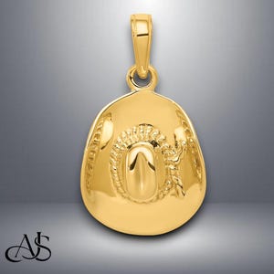14K Yellow Gold 3-D Cowboy Hat Pendant with Necklace Chain Options