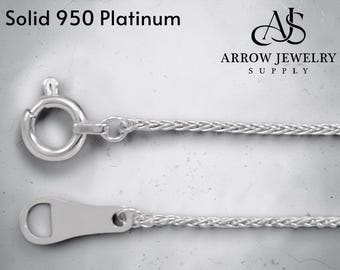 950 Platinum Wheat Chain - Solid - Elegant Necklace (0.8mm)