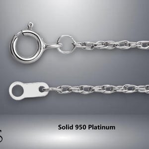 Solid 950 Platinum Pendant Rope Chain 1.3mm Width - Necklace Lengths: 16&quot; 18&quot; 20&quot; inches