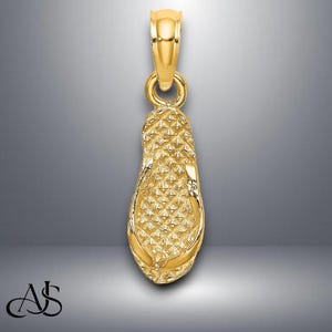 14K Yellow Gold 3D CAPTIVA Flip-Flop Pendant Charm with Necklace Chain Options