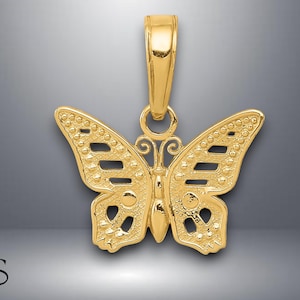 14K Yellow Gold Cut-Out Butterfly Pendant with Necklace Chain Options