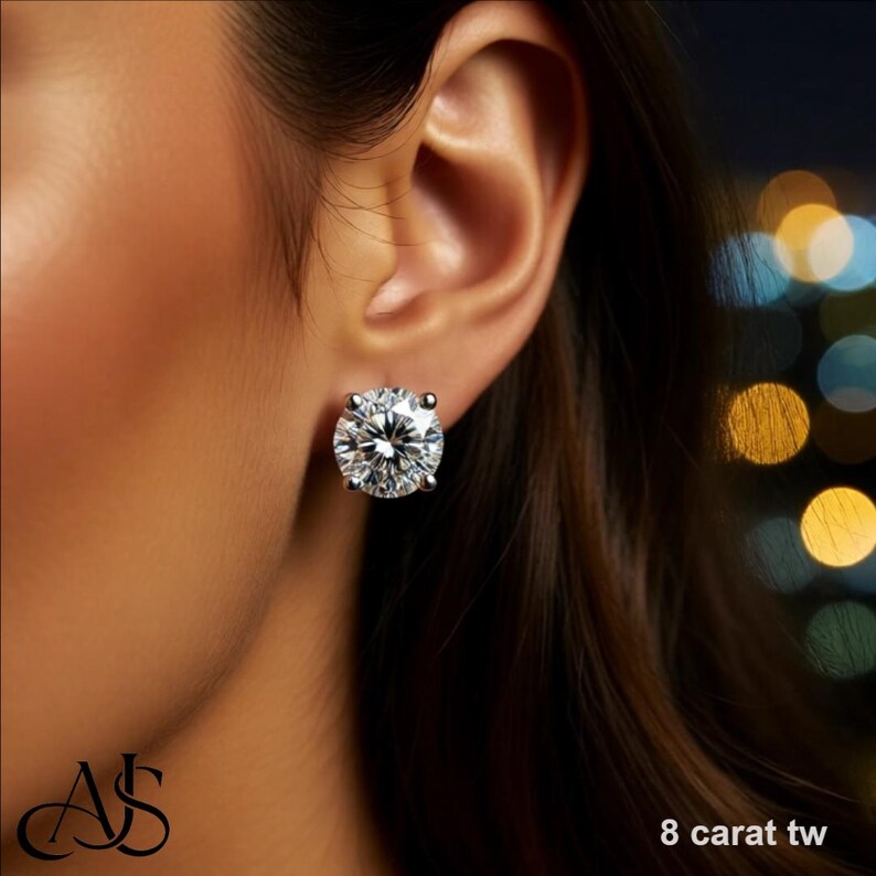 Certified Moissanite Stud Earrings 18K Gold-plated Sterling Silver image 2