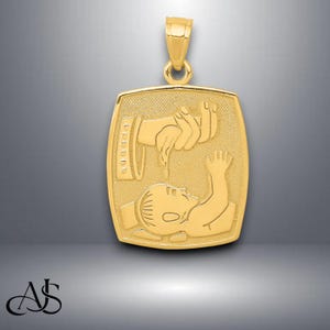 14K Yellow Gold Baby Baptism Pendant with Chain Necklace options
