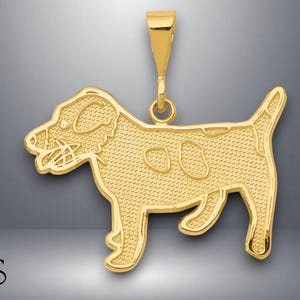 14K Yellow Gold Jack Russell Terrier Dog Pendant with Necklace Chain Options