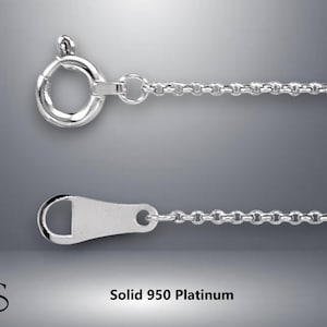 Solid 950 Platinum Rolo Style Link Pendant Chain 1.0mm Width in Choice of 16&quot; 18&quot; 20&quot; inches or Custom Lengths