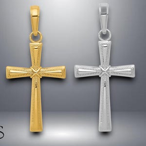 14K Yellow Gold or White Gold Diamond-cut X Cross Pendant with Necklace Chain Options