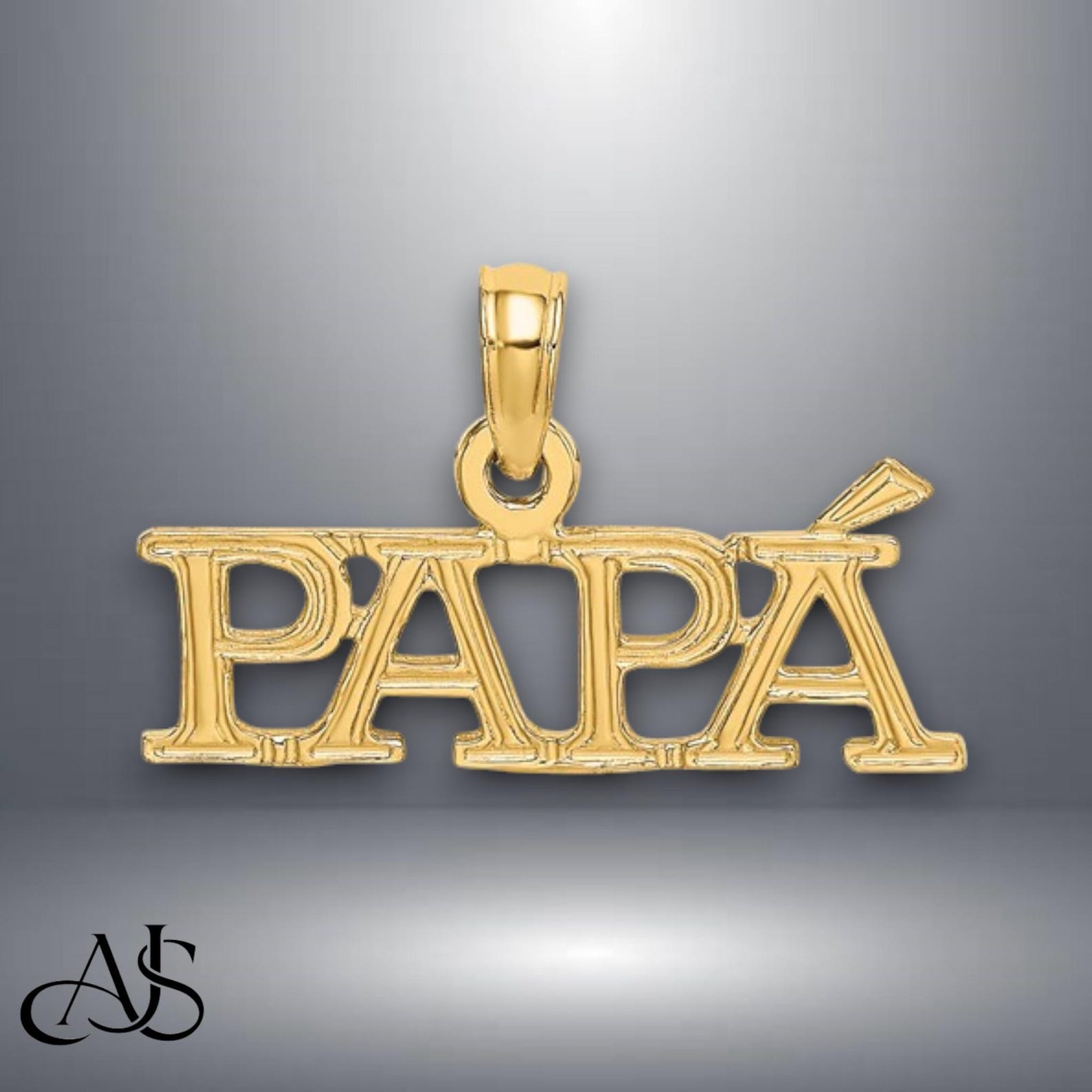 14K Yellow Gold PAPA Pendant Charm with Necklace Chain Options