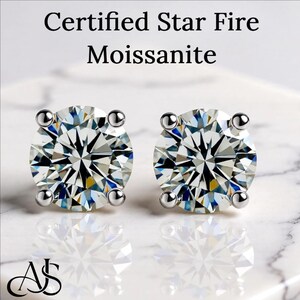 Certified Moissanite Stud Earrings 18K Gold-plated Sterling Silver image 4