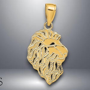 14K Yellow Gold Lion Head Pendant with Necklace Chain Options