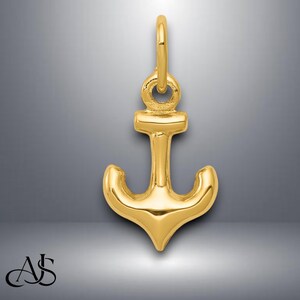 14K Yellow Gold Anchor Pendant Charm with Necklace Chain Options