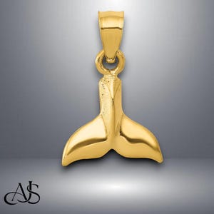 14K Yellow Gold 3D Whale Tail Pendant with Necklace Chain Options