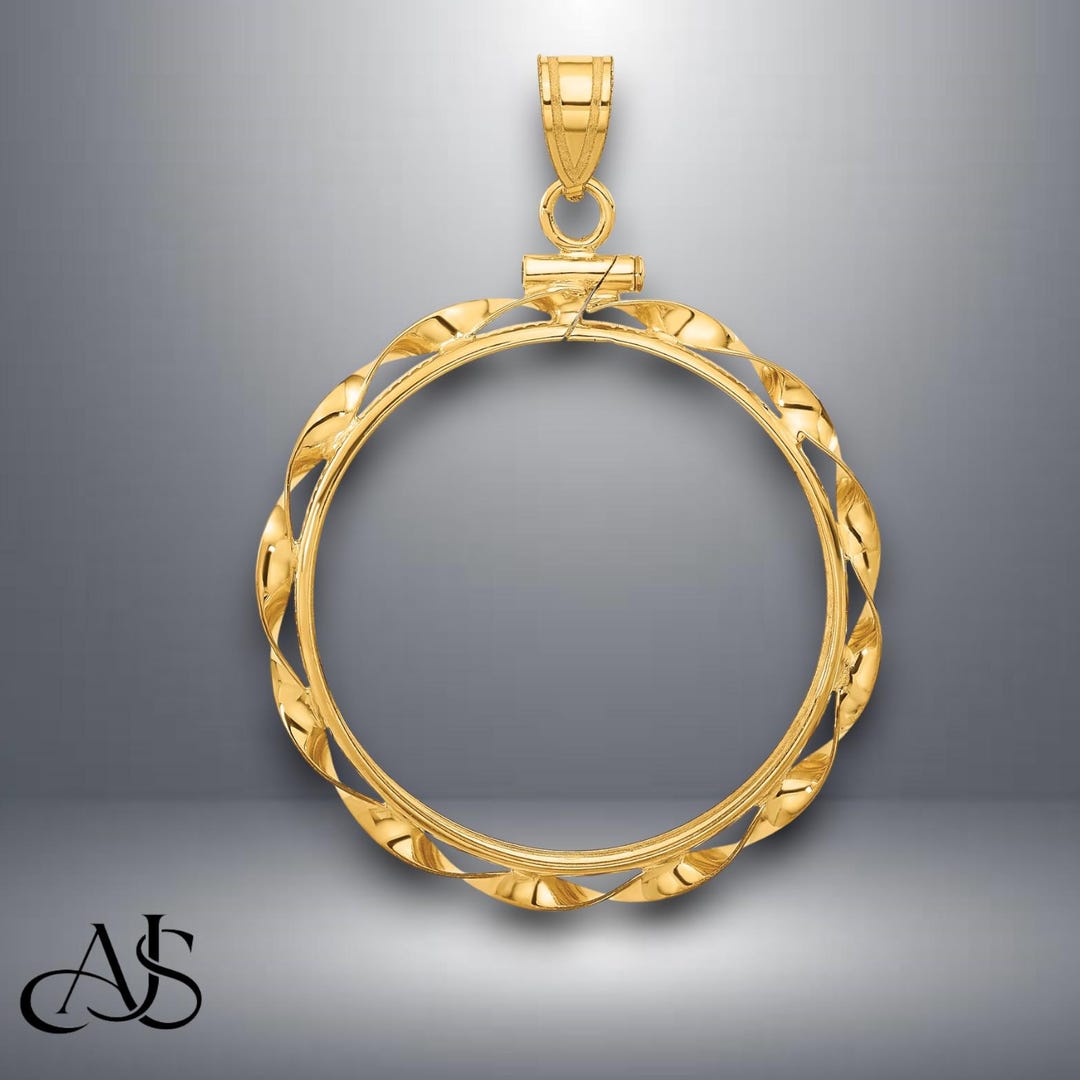 Coin Edge Ribbing 14K Gold Coin Bezel: Hand Twisted Ribbon Border Mounting - Etsy