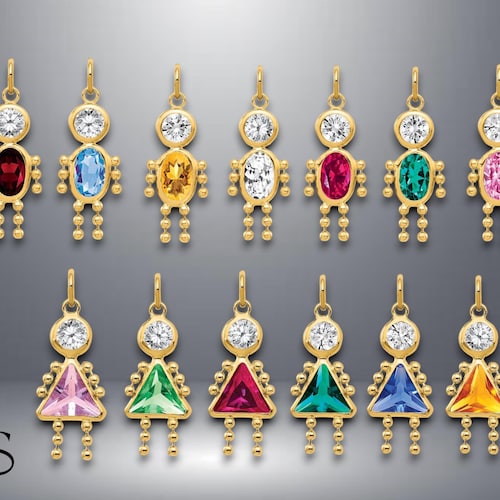 Birthstone Kids All Months Girls Boys Pendants, Spacer Beads, Chains, Necklaces available in 10K or 14K Gold - for Moms or Grandmothers