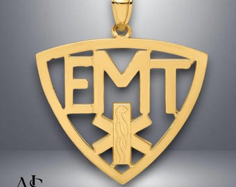 14 kt geelgouden hanger voor medisch noodhulptechnicus met ketting kettingopties