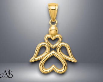 14K Yellow Gold Angel Pendant with Necklace Chain Options