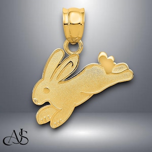 14K Yellow Gold Rabbit Charm with Necklace Chain Options