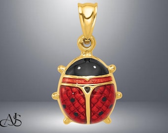 14K Gold Emaillierte Marienkäfer Charms und Anhänger in verschiedenen Größen