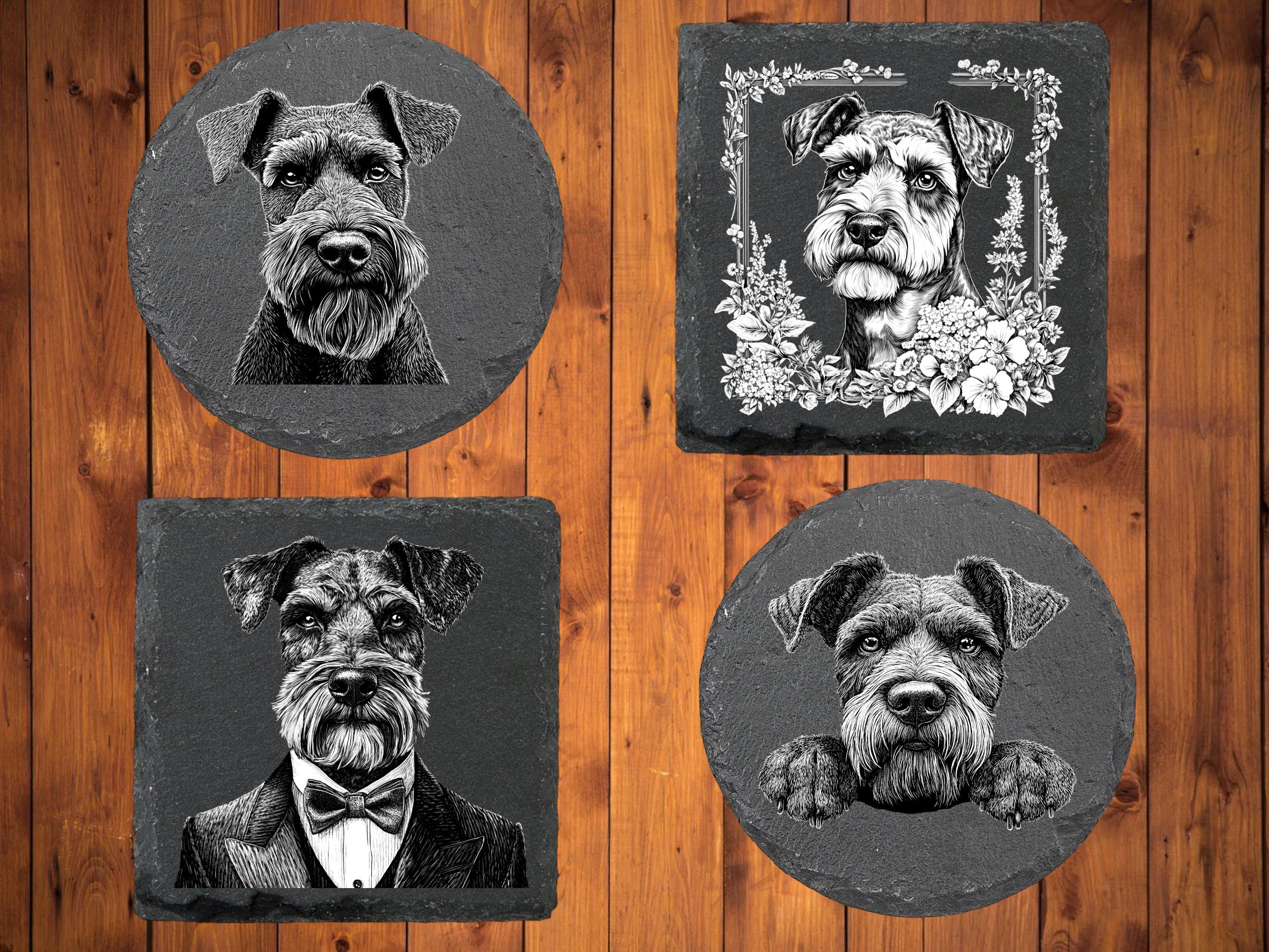 Custom Giant Schnauzer - Black Slate Coasters - 4x4 Square or