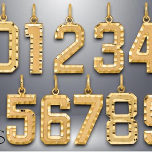 Gold Numbers - 3 Sizes: Small, Medium, Large - 10K 14K or Sterling Silver - Diamond-cut - Made in Single or Custom Made Double Digit Number