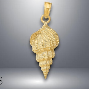 14K Yellow Gold Conch Shell Pendant with Necklace Chain Options