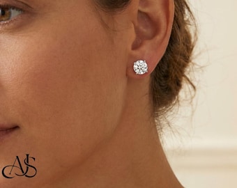 2 Carat Stud Earrings set in Sterling, 14K or 18K Gold, or Platinum choice of IGI Certified Lab Grown Diamonds or Star Fire Moissanite