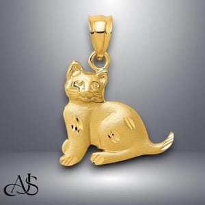 14K Yellow Gold Cat Kitten Pendant Charm with Necklace Chain Options