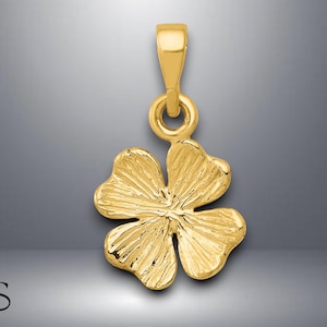 14K Yellow Gold Four Leaf Clover Pendant with Necklace Chain Options