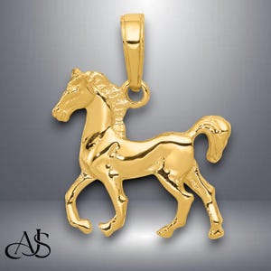 14K Yellow Gold Standing Horse Pendant with Chain Options