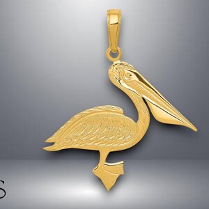 14K Yellow Gold Pelican Pendant with Necklace Chain Options