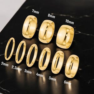 14K Solid Yellow Gold Wedding Bands Half Round Style with FREE Inside Ring Engraving - 2mm 2.5mm 3mm 4mm 5mm 6mm 7mm 8mm 10mm 12mm Widths