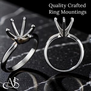 14K 18K Gold or Platinum and Two-tone 6-prong Solitaire Engagement Ring Mountings