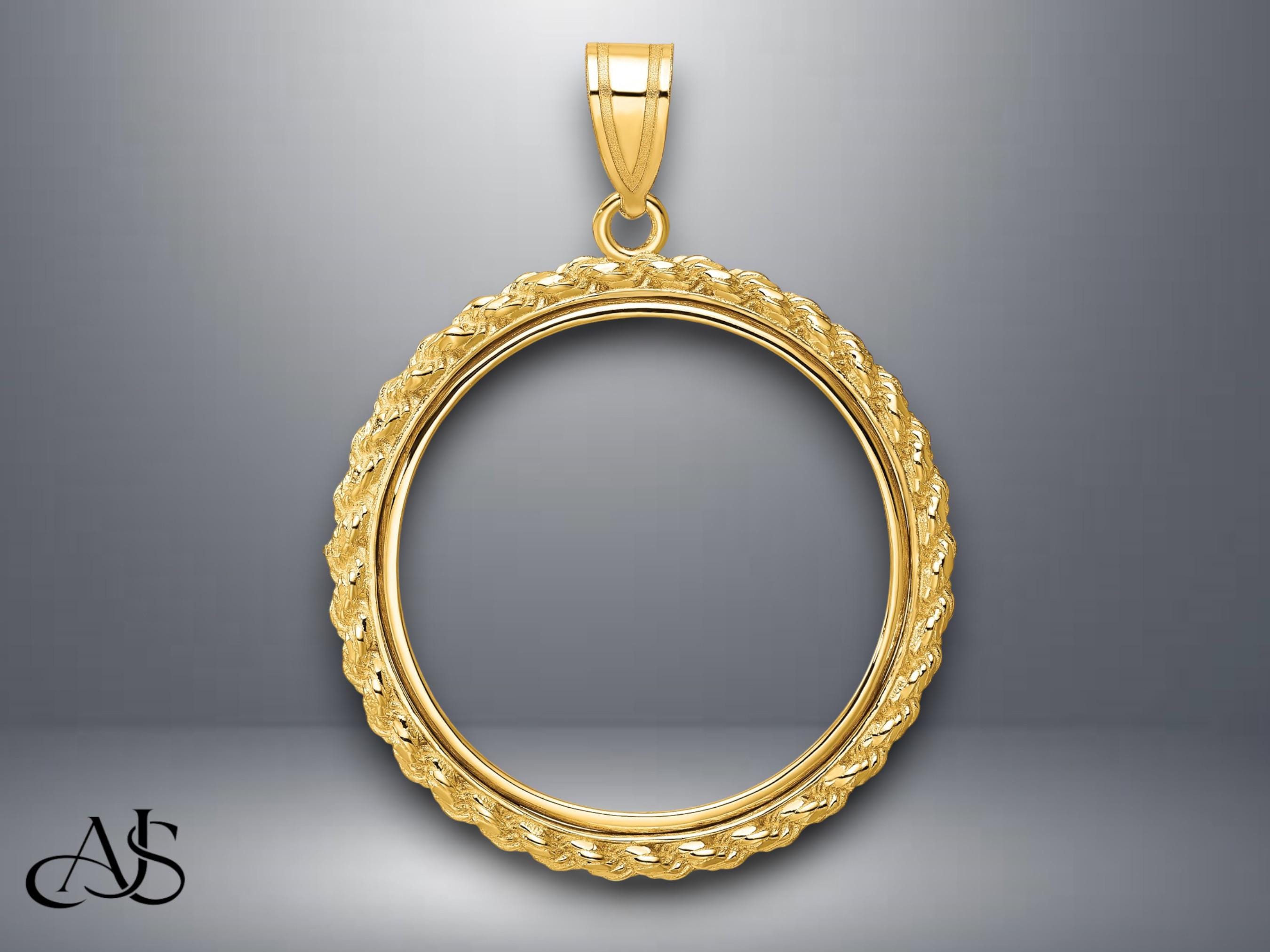 14K Yellow Gold Rope Coin Bezel Pendant - Fits Panda & Eagle Coins - Etsy