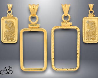 14K Gold Pamp Suisse Lady Fortuna Bar Bezel Mountings Screw Top Plain or Diamond-cut - Gram Sizes 1 , 2.5 , 5, and 10 gram, and 1 oz bars