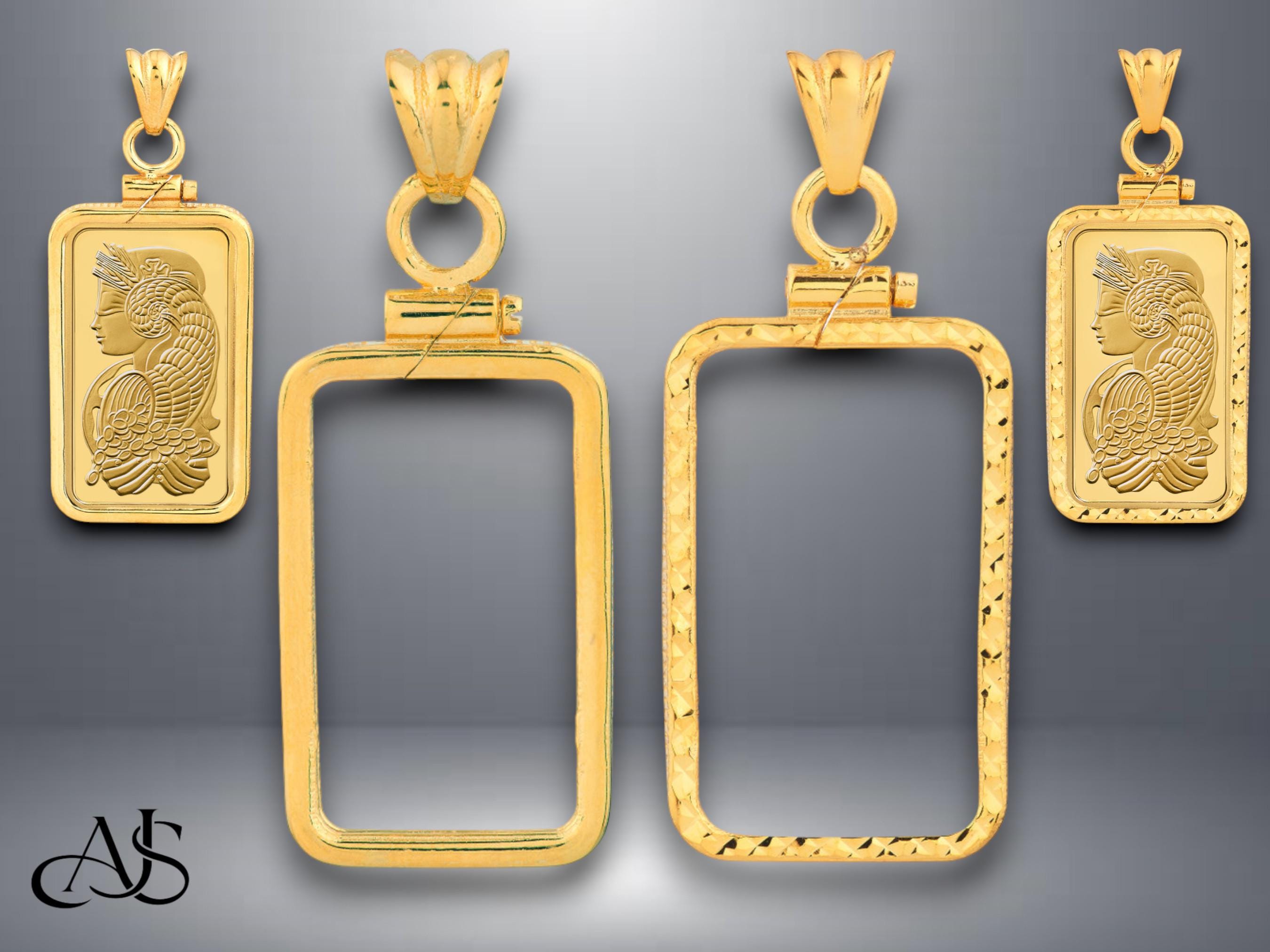 14K Gold Pamp Suisse Lady Fortuna Bar Bezel Mountings Screw Top