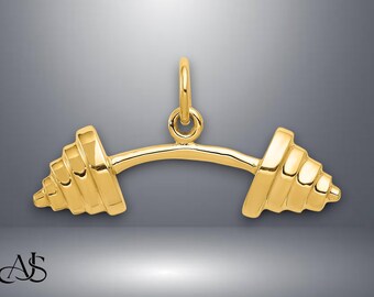 14 kt geelgouden hanger met lange halter en ketting kettingopties