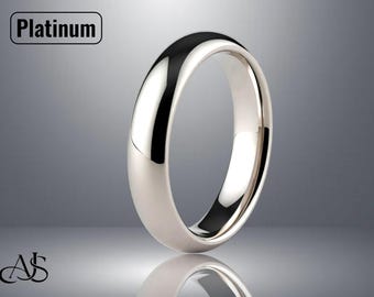Solid 950 Platinum Wedding Band: Half Round, Free Engraving