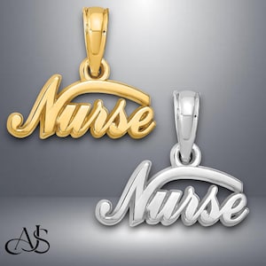 14K Yellow or White Gold Nurse Pendant Charm with Necklace Chain Options