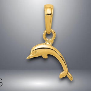 14K Yellow Gold Mini Dolphin Pendant with Necklace Chain Options