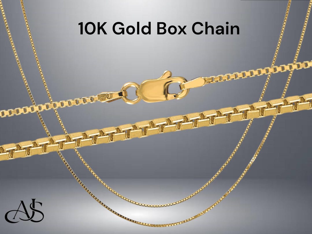 Solid 10K Gold Box Chain Necklace - Etsy