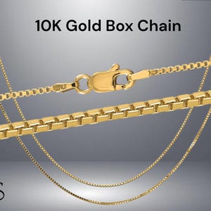 Solid 10K Gold Box Chain Necklace