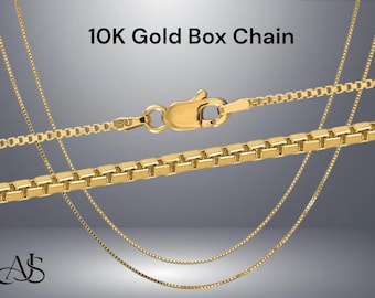 Solid 10K Gold Box Chain Necklace