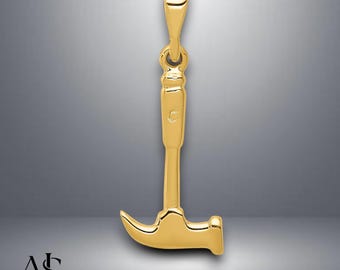 14 kt geelgouden hamerbedel met ketting kettingopties