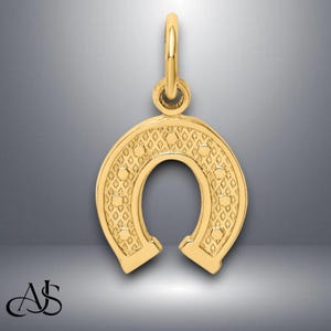 14K Yellow Gold Horseshoe Pendant Charm with Necklace Chain Options